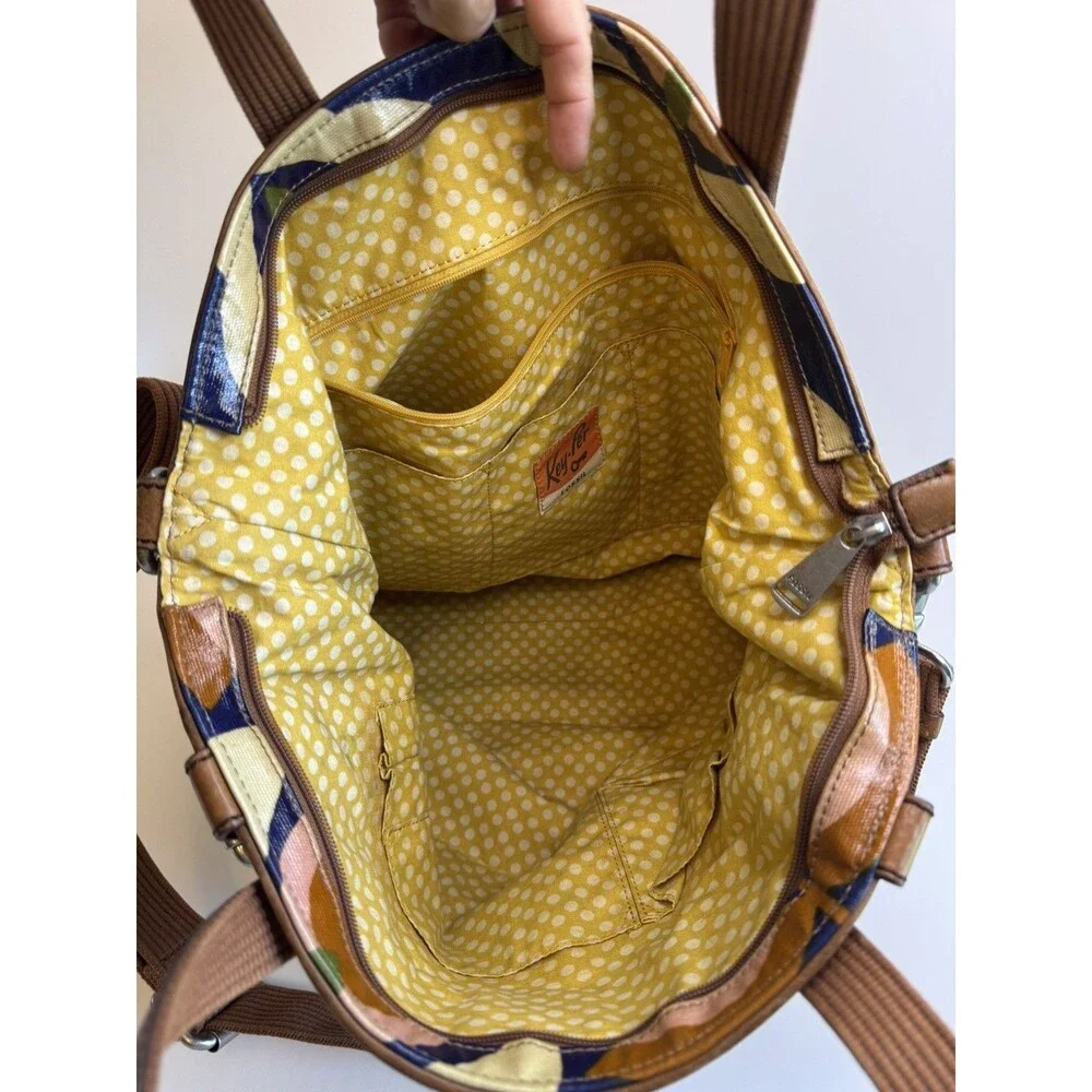 Fossil Key Per Coated Canvas Leather Trim Shoulder Bag Floral Purse- size large